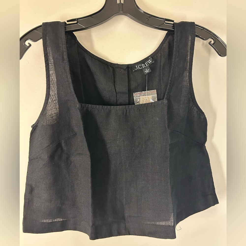 J. Crew Classic Black Linen Tank Top